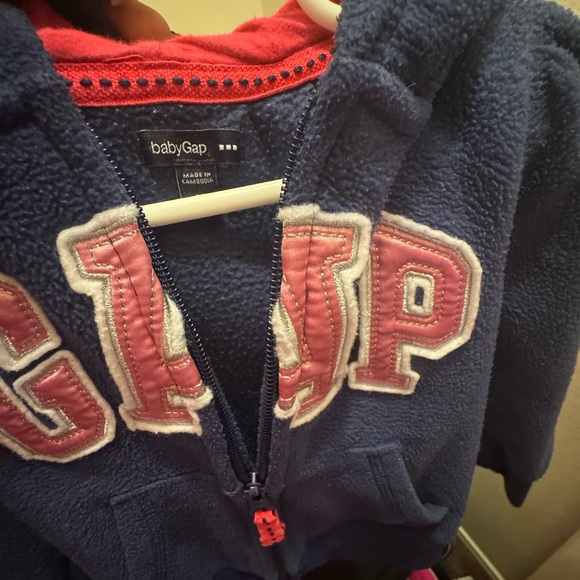 GAP Baby Navy and Pink Fleece Hoodie - Picture 3 of 4